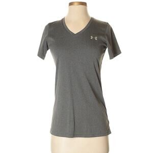 Under Armour T-Shirt Heat Gear Grey Semi-Fitted Short Sleeve V-Neck Womens Small